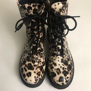 Like New Leopard Print Combat Style Boots